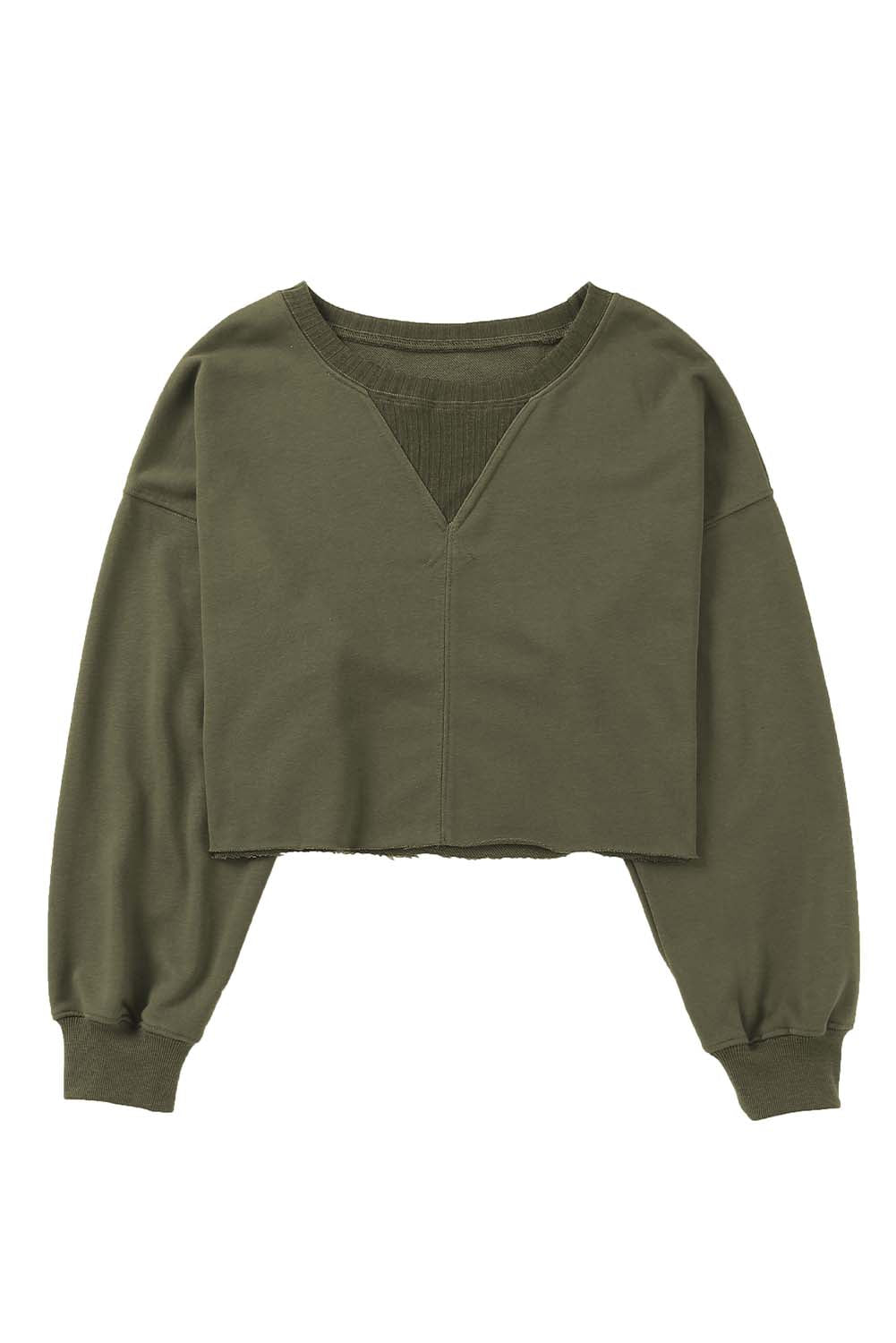 Green Curly Hemline Cropped Sweatshirt