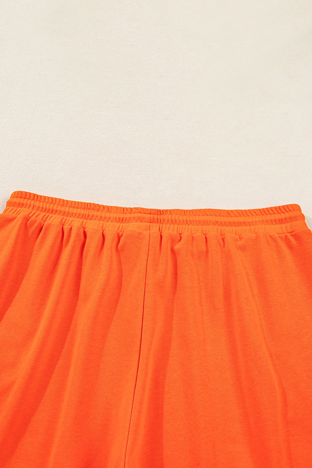 Orange Plus Size Varsity Striped Drop Shoulder Pullover Drawstring Elastic Waistband Short Set