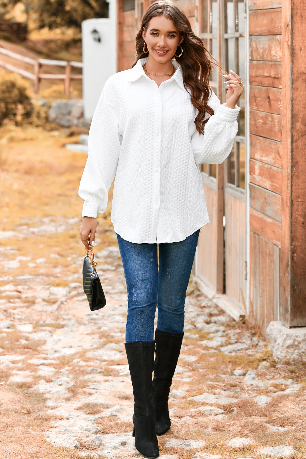 cable texture shacket