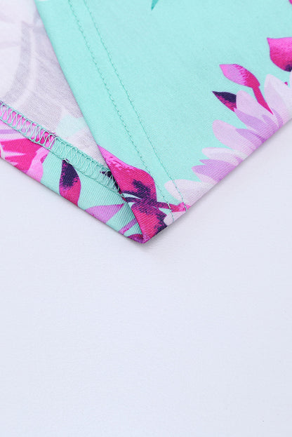 Casual Floral Print Button Pocket Short Sleeve Dress