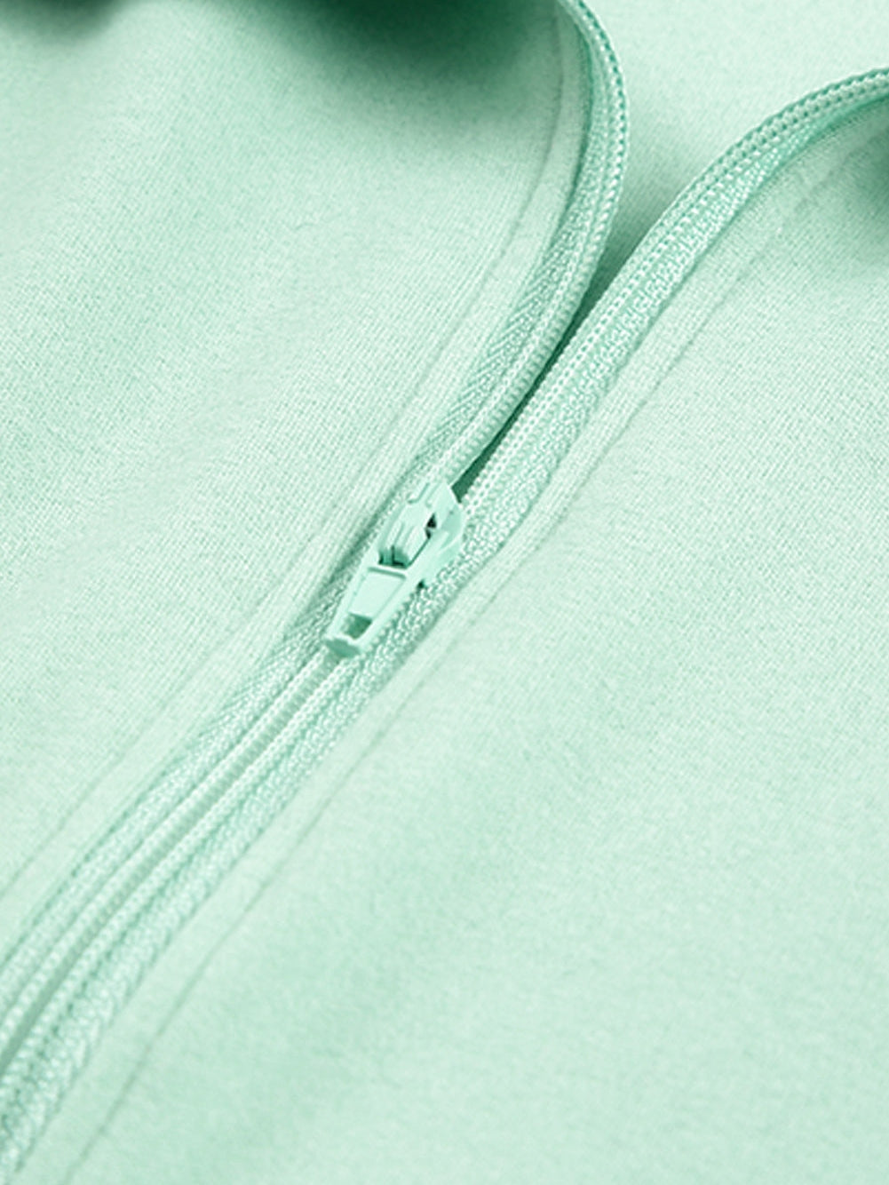Green Zip Front Pullover Sweatshirt with Pockets