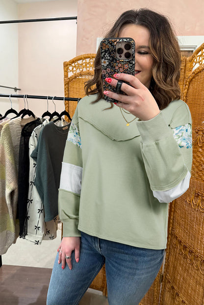 floral color block top