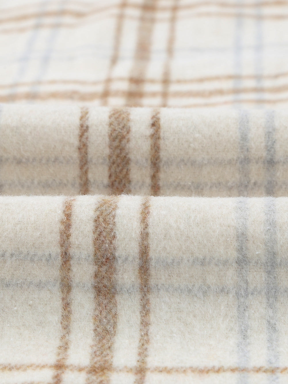 Khaki Plaid Button-Up Shirt Jacket with Side Slits