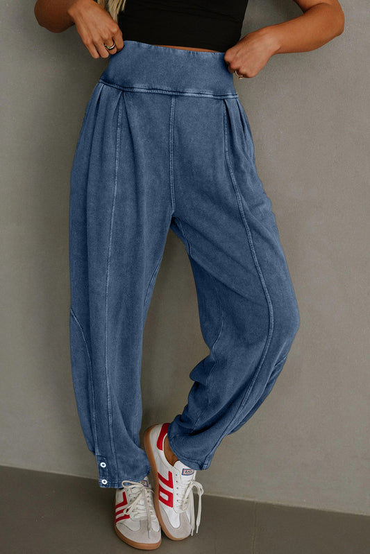 Ashleigh Blue Mineral Wash Jogger Style High Waist Casual Pants