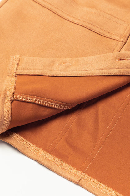 Faux Suede Camel Button-Up Jacket with Southern Belle Style