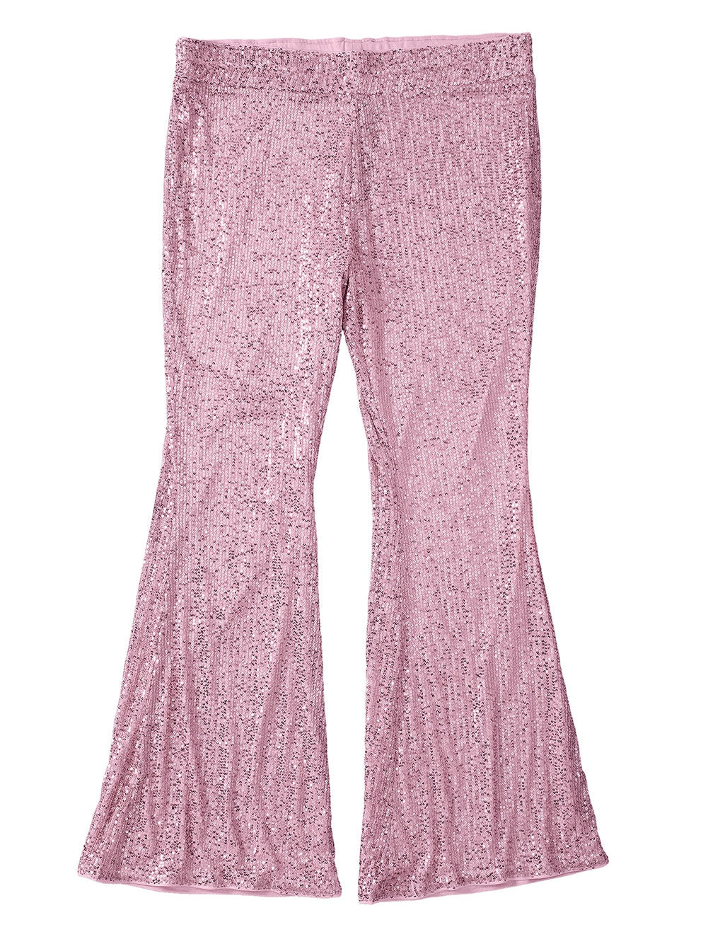 Pink Sparkling Sequin Plus Size Flare Trousers
