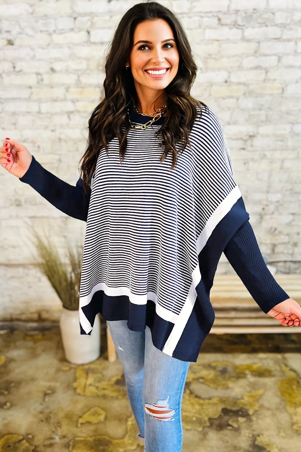 color block knit sweater