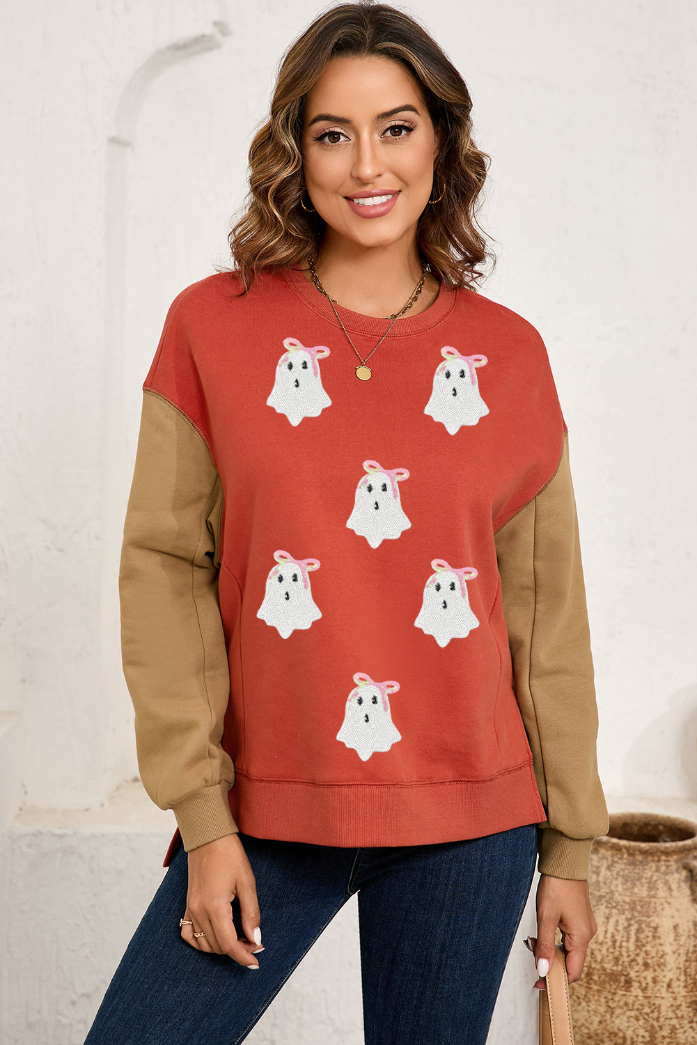 color block patchwork sweatshirt