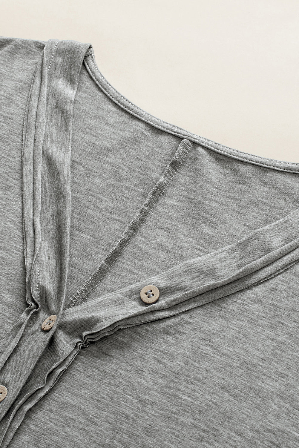 Chic Gray V Neck Batwing Sleeve Plus Size Top