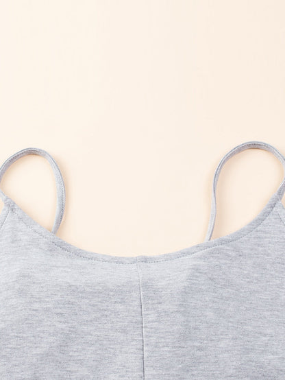 Gray Plus Size Solid Color Spaghetti Straps Wide Leg Jumpsuit