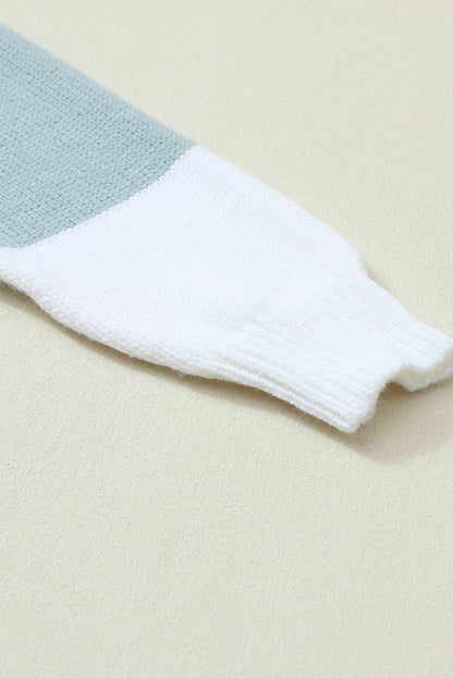 Green Striped Colorblock Open-Front Cardigan