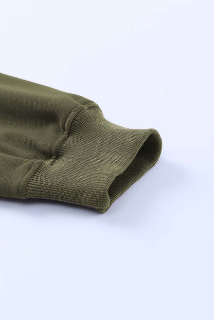 Green Curly Hemline Cropped Sweatshirt