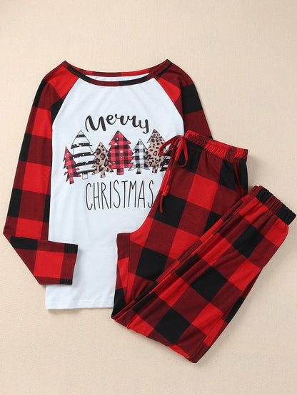 Festive Red Tartan Christmas Graphic Lounge Set