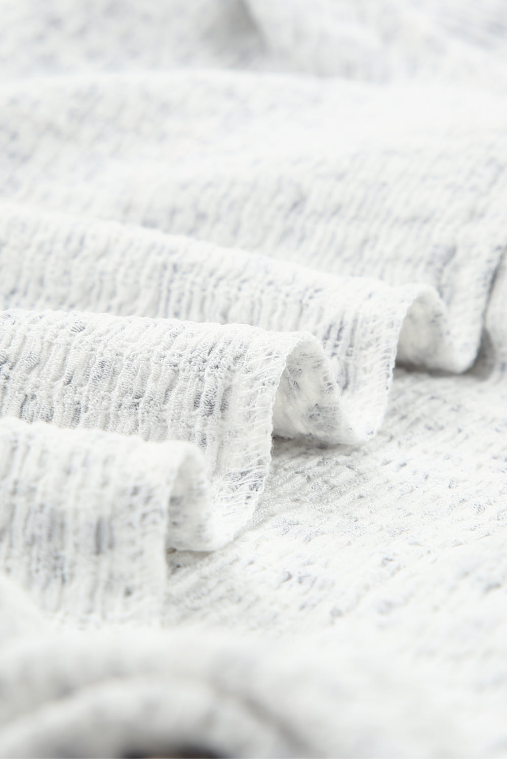 Floral Print Bubble Sleeve Black Blouse with Crinkle Texture