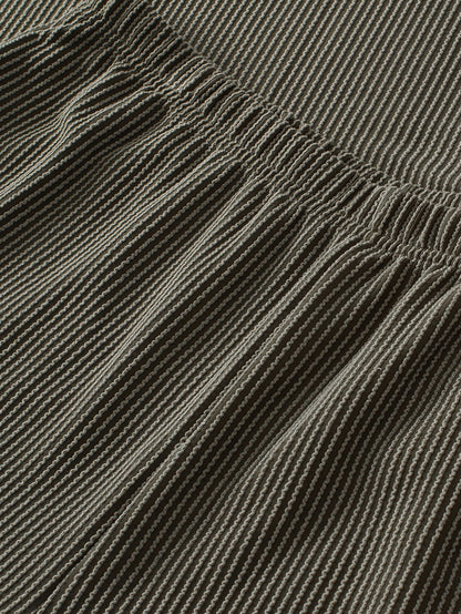 Moss Green Plus Size Rib Knit Short Sleeve Top and Shorts Set