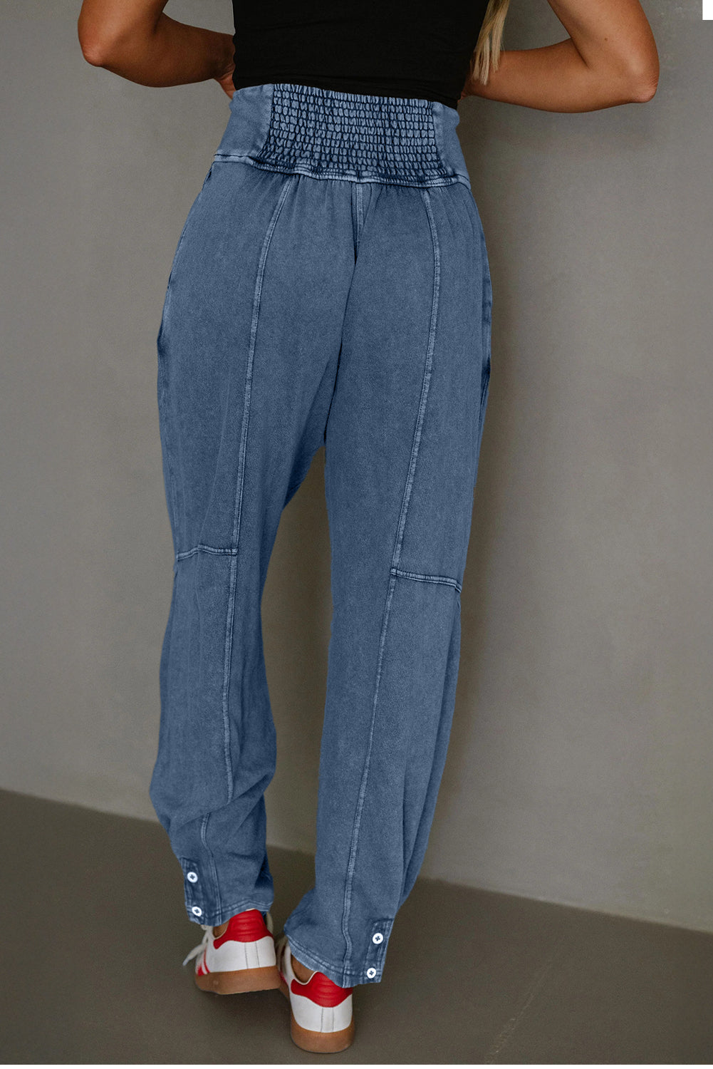 Ashleigh Blue Mineral Wash Jogger Style High Waist Casual Pants