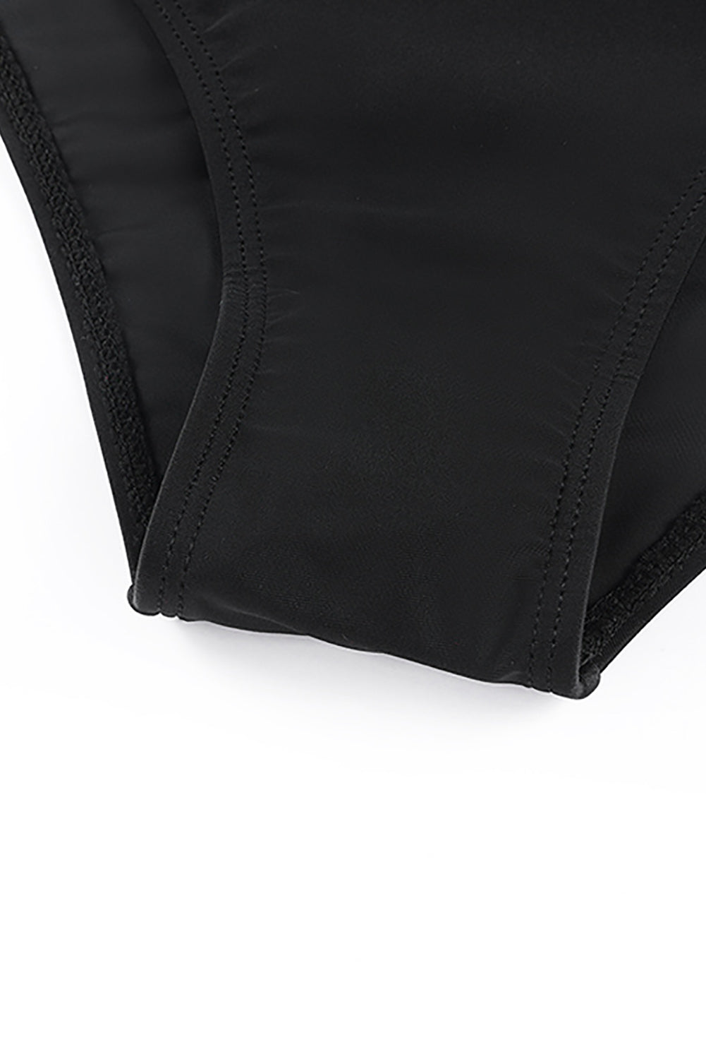 Strappy Black V Neck Swimdress with Side Slit