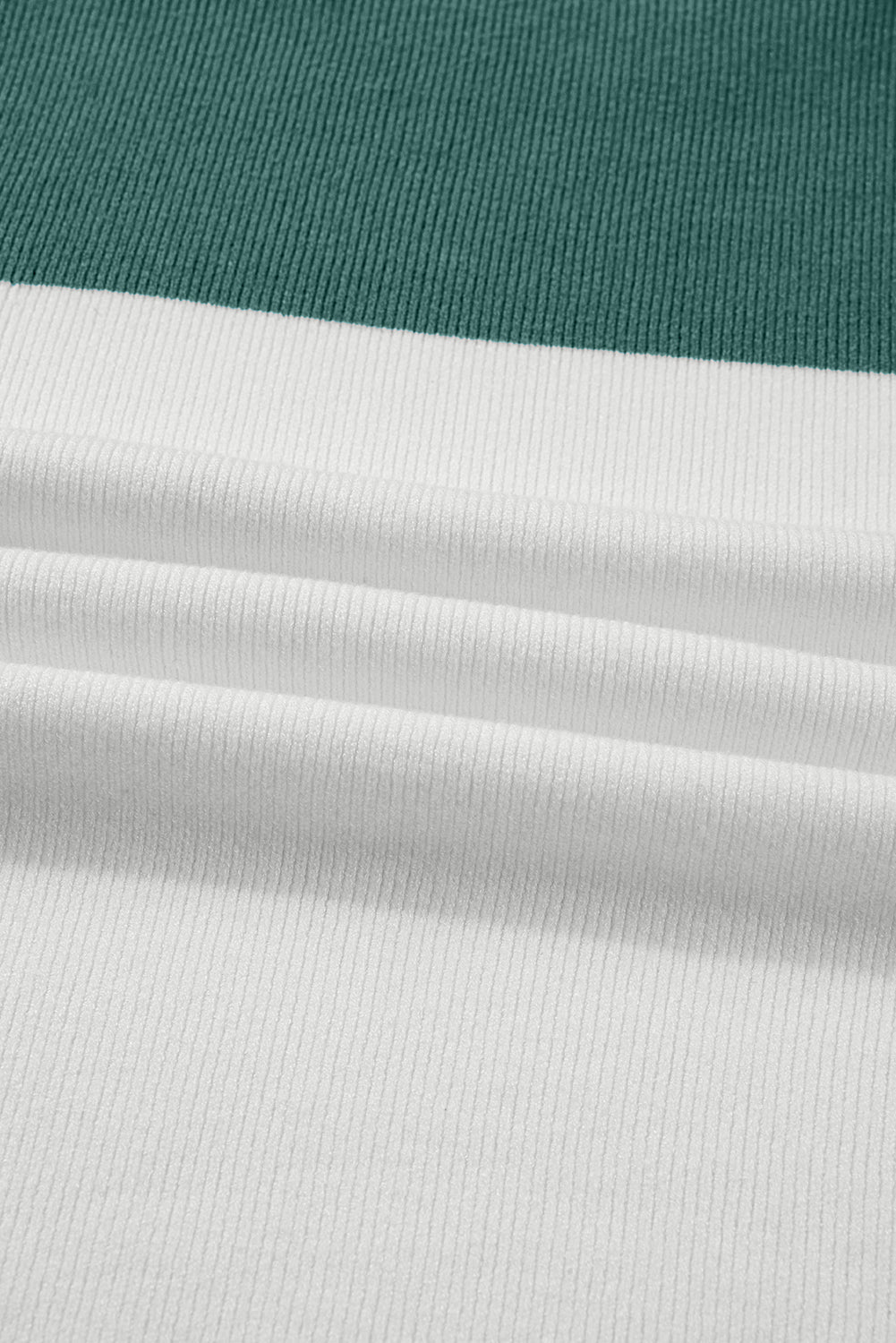 Green Color Block Plain Ribbed Knit Baggy Sweater