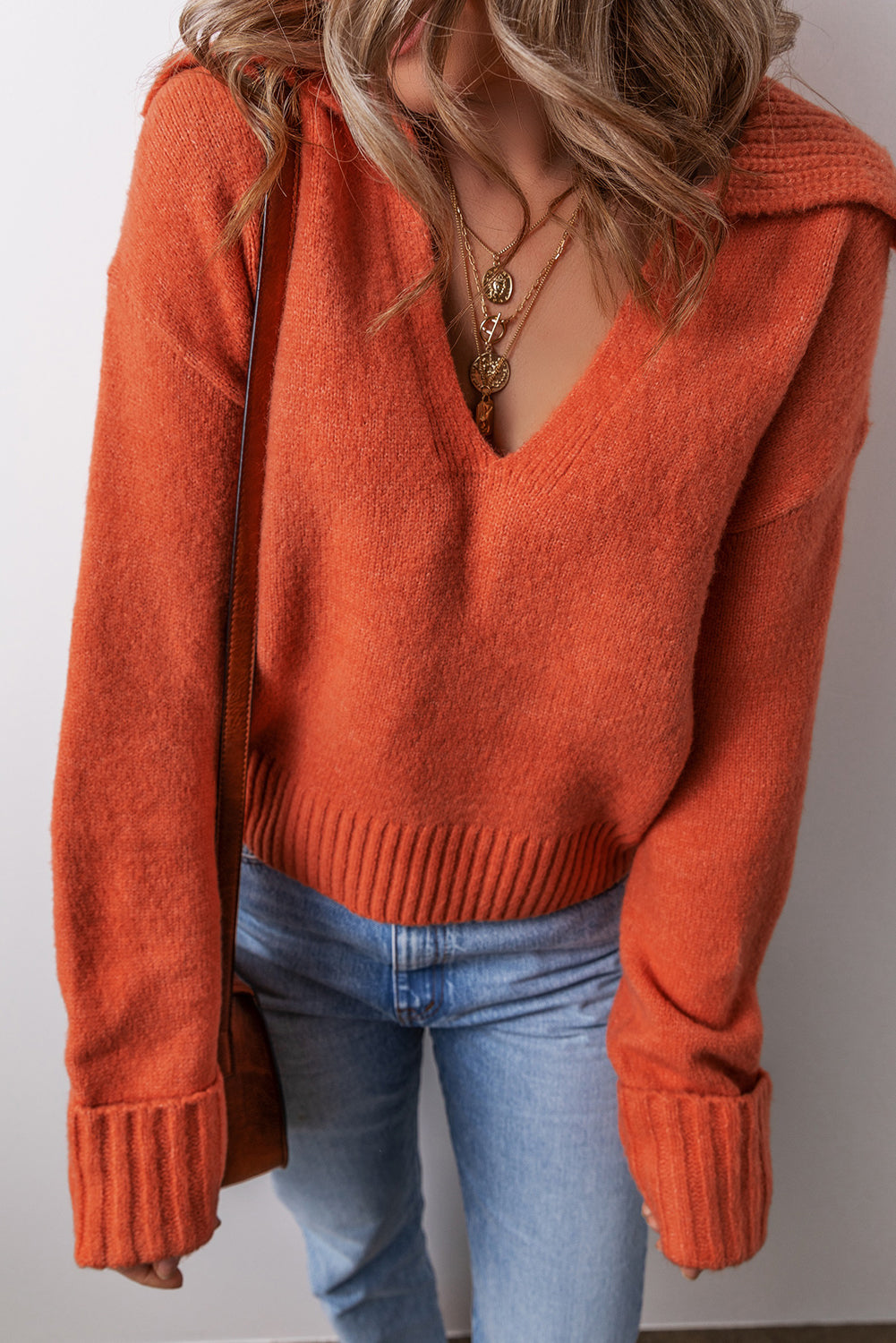 collared v neck sweater