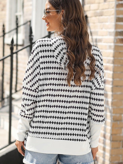 Knitted Striped Henley Oversized Hooded Hoodie