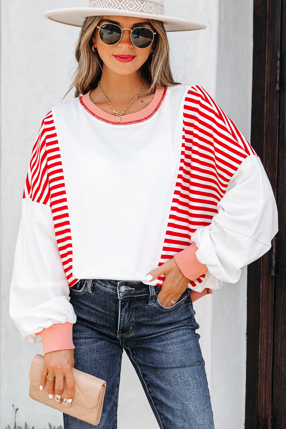 stripe patchwork sweatshirt