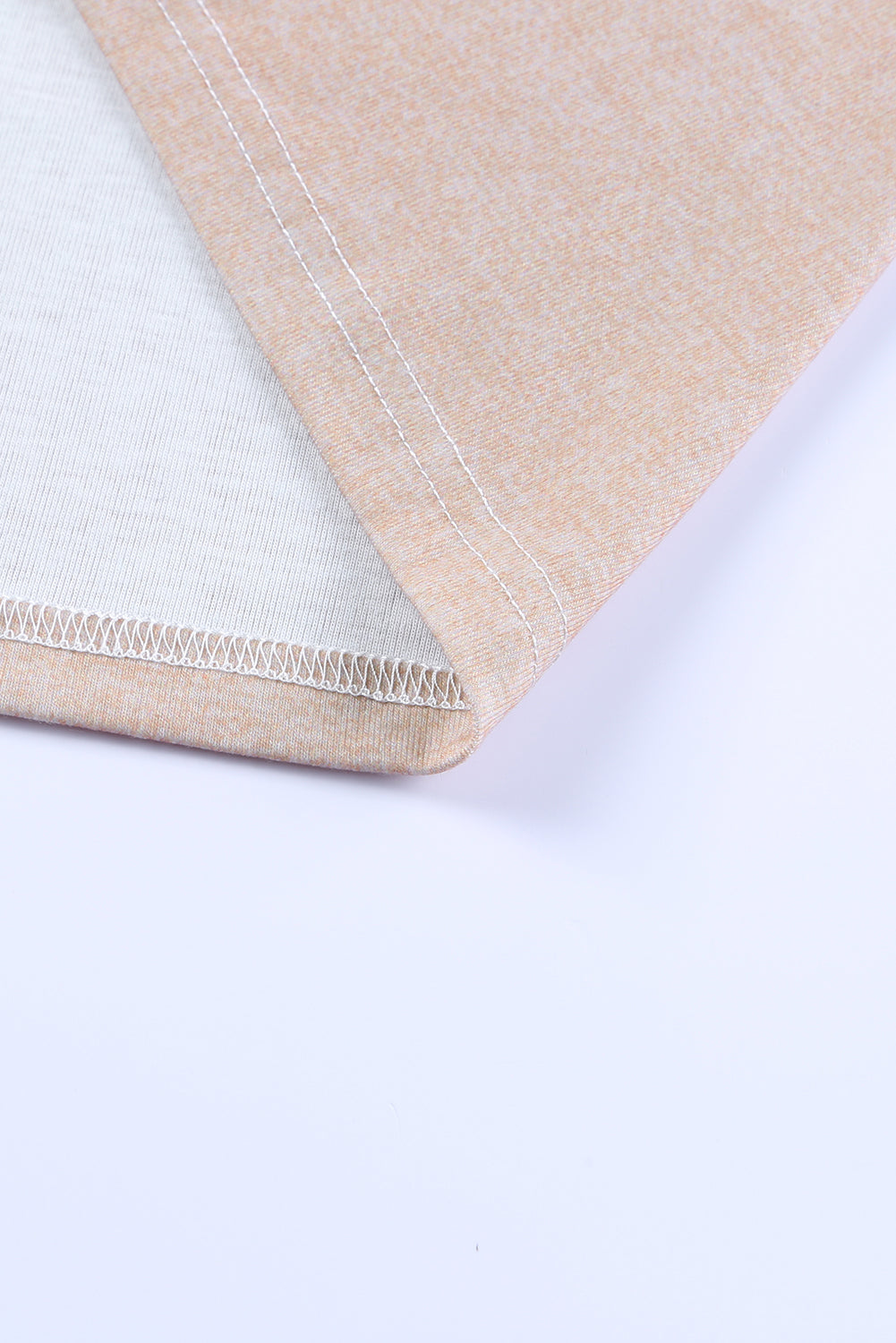 Apricot and Leopard Print V Neck Colorblock Top