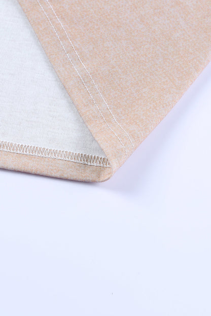 Apricot and Leopard Print V Neck Colorblock Top