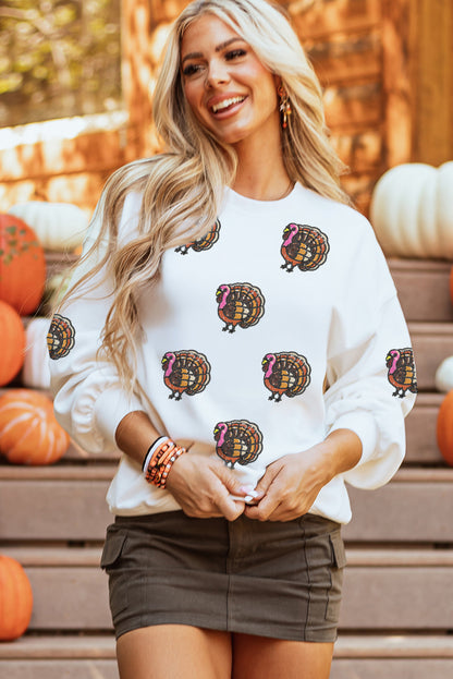 white graphic sweatshirt