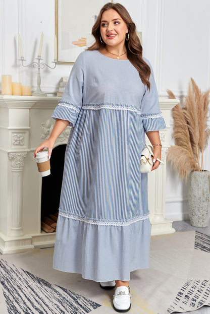plus size striped long dress