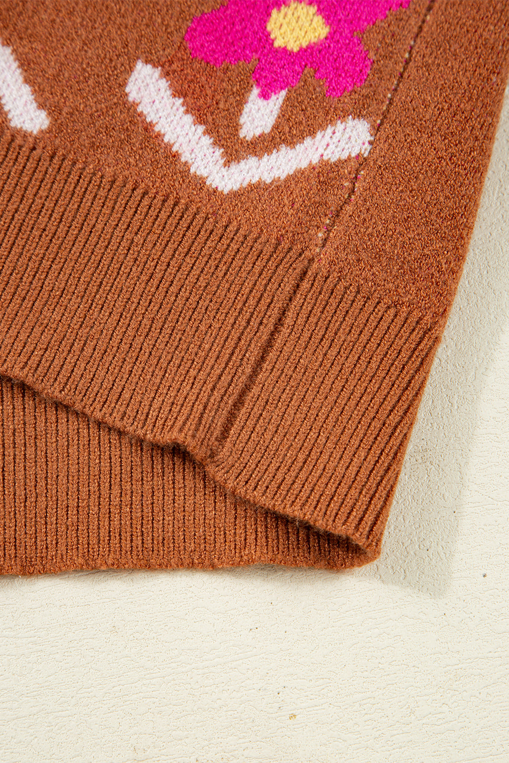 brown floral sweater