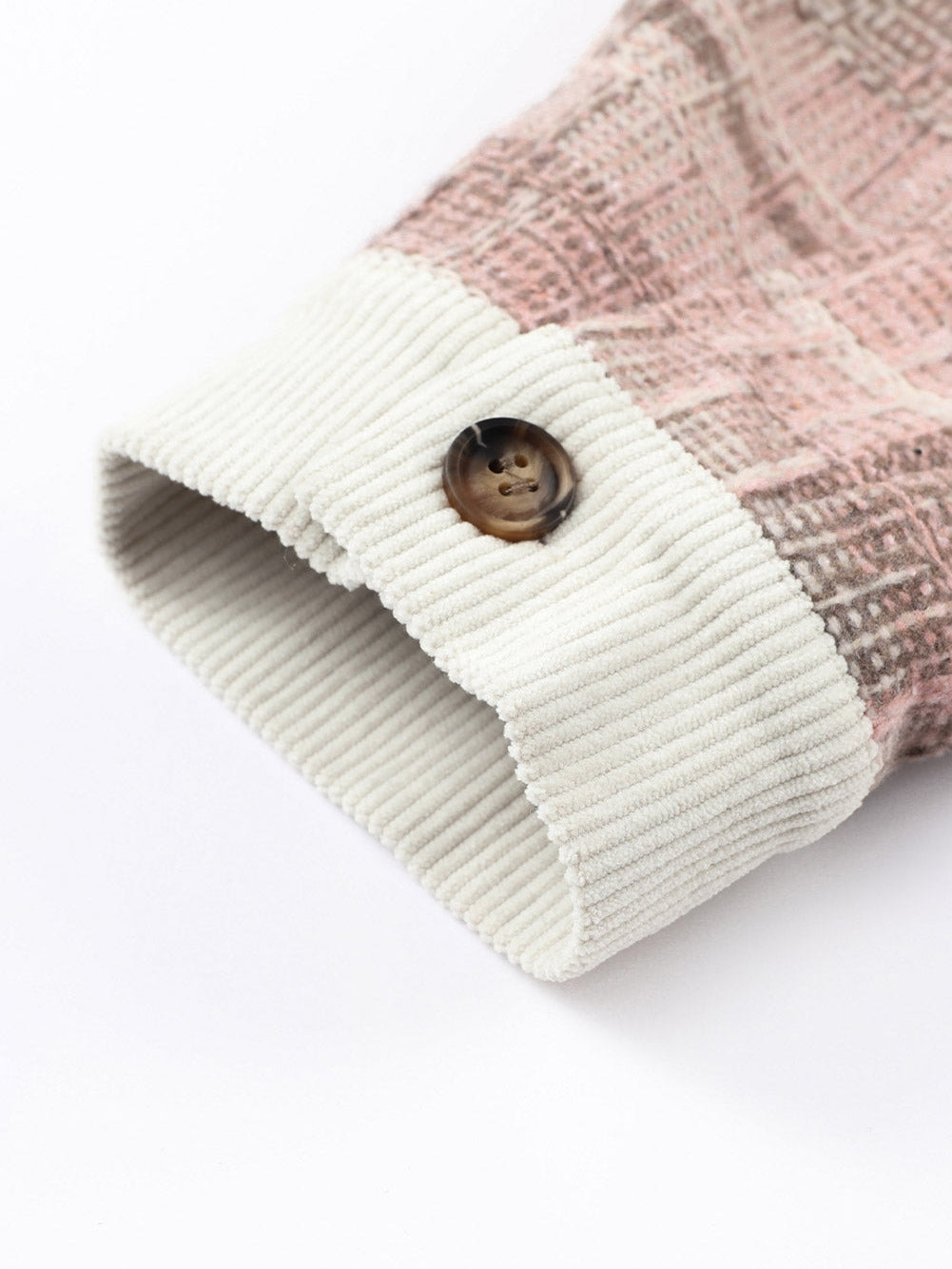 Pink Plus Size Macrame Plaid Coat