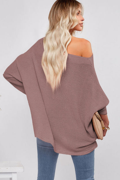waffle knit blouse