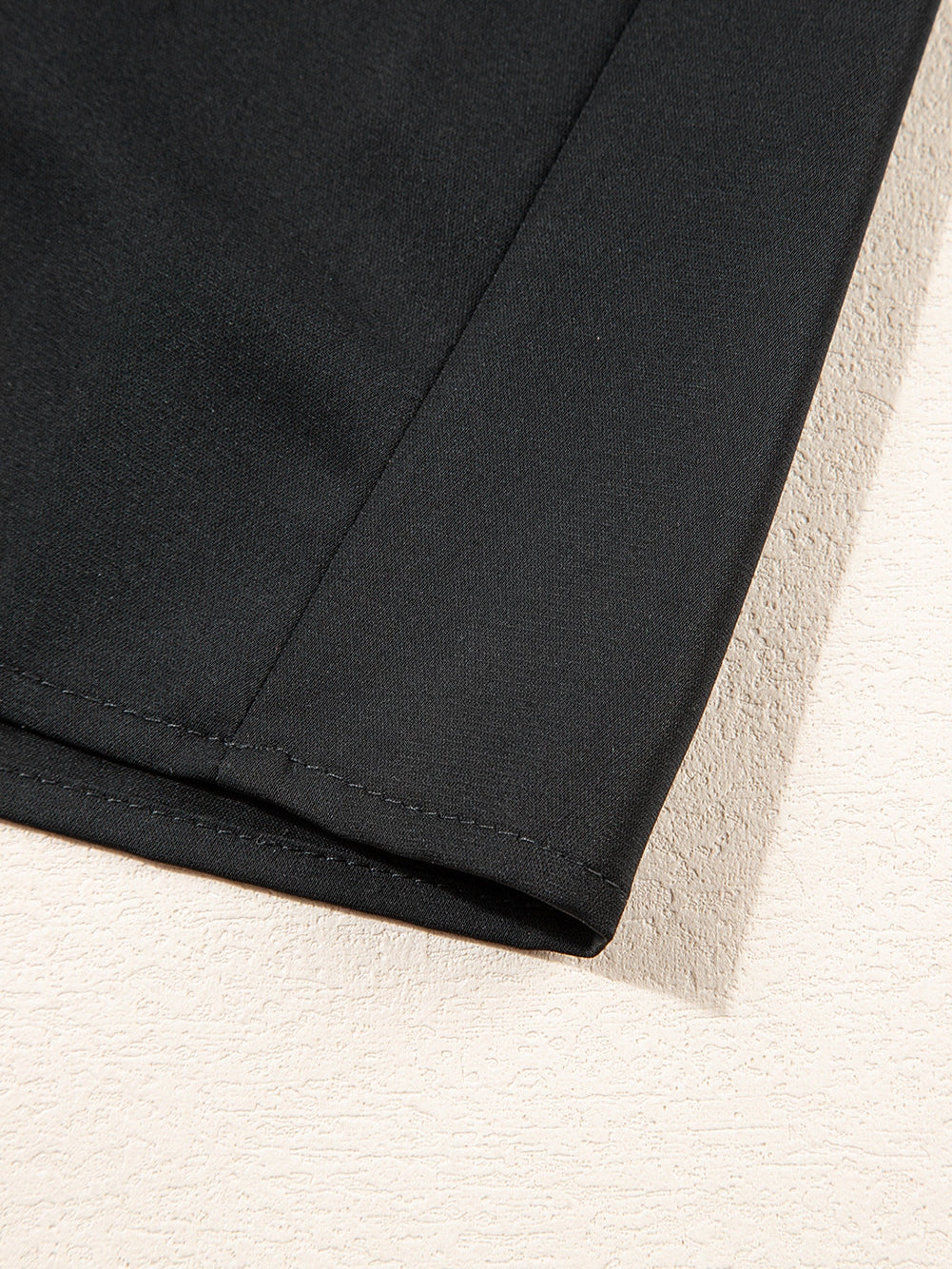 Black Plus Size Tie Cuffs V Neck Shirt Dress