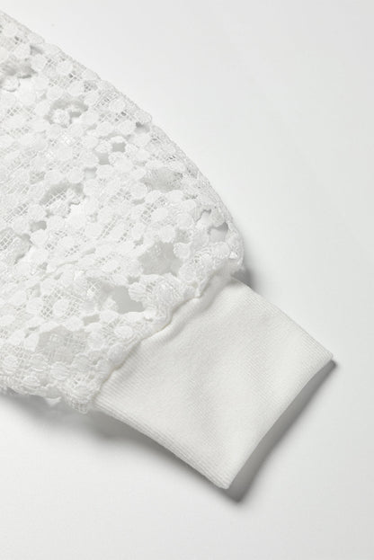 Elegant Floral Lace Hollowed Long Sleeve Blouse