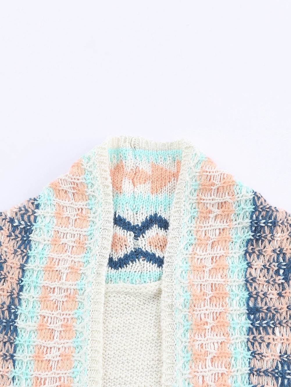 Apricot Aztec Patterned Open Front Sweater Cardigan