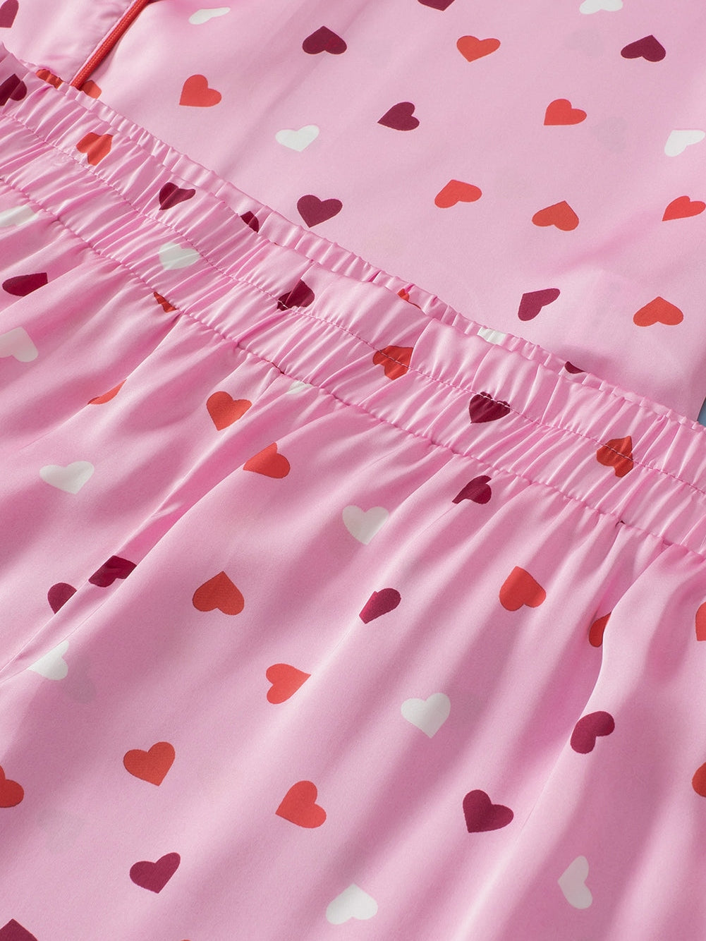 Valentine's Day Pink Heart Print Plus Size Pajama Set