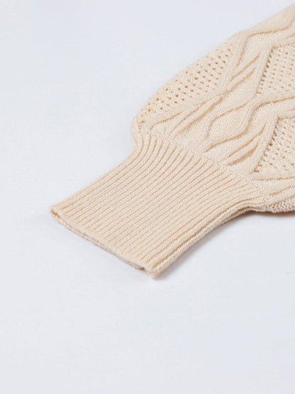 Elegant Apricot V-Neck Oversized Knit Cardigan with Button Detail