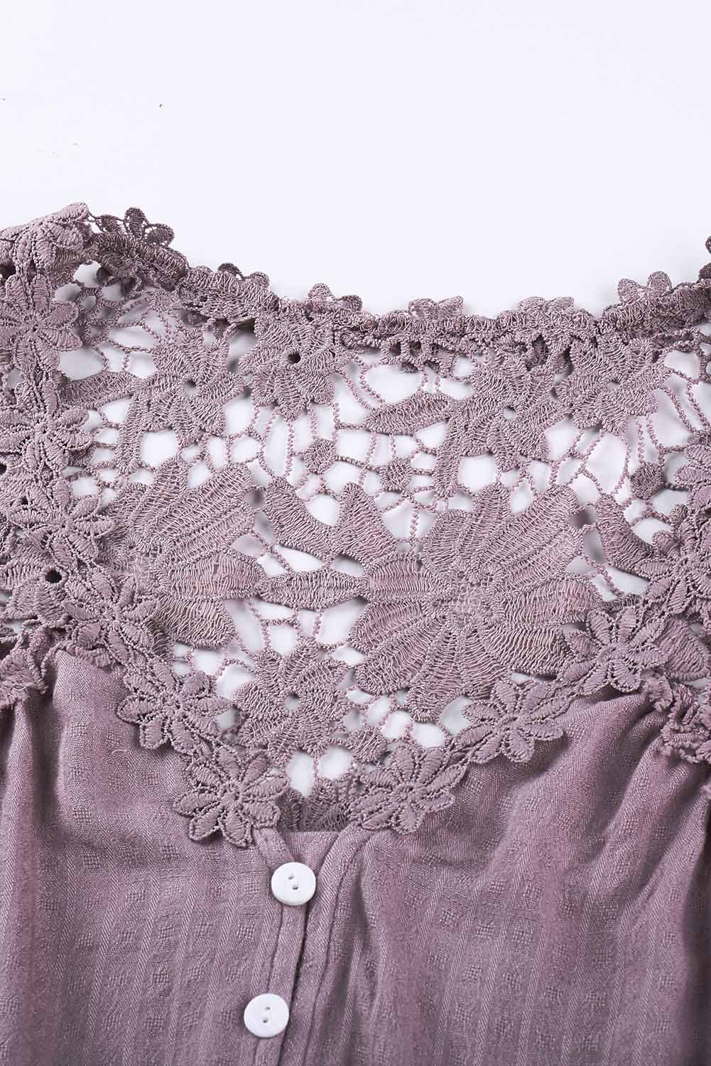 Purple Crochet Lace Button Top