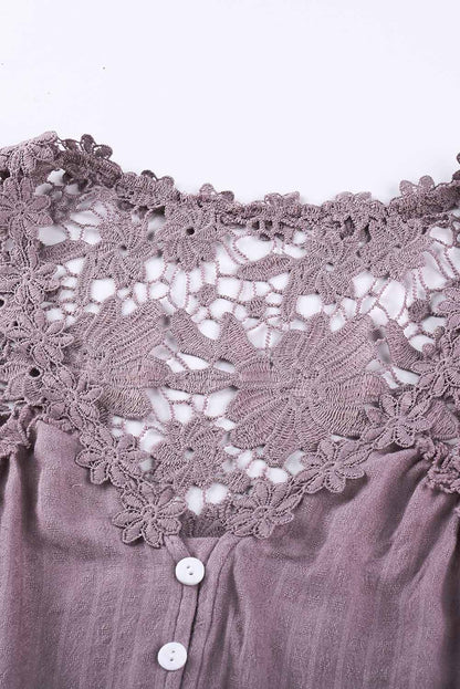 Purple Crochet Lace Button Top