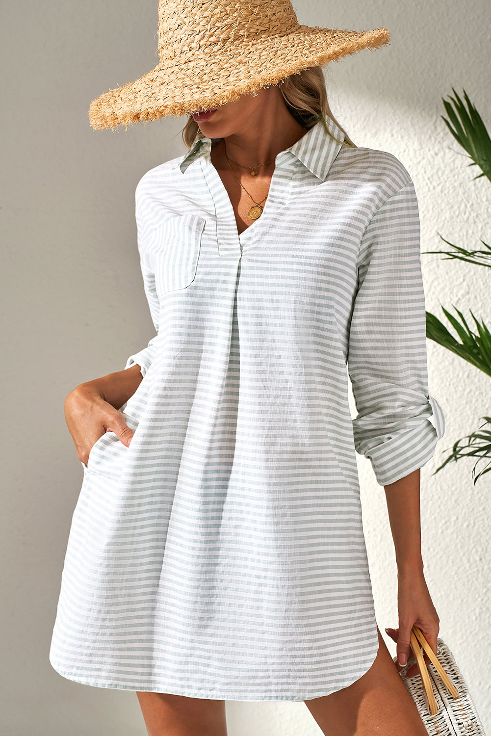stripe beach cover up