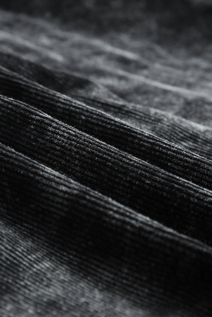 Black Vintage Distressed Mineral Wash Oversized Shacket