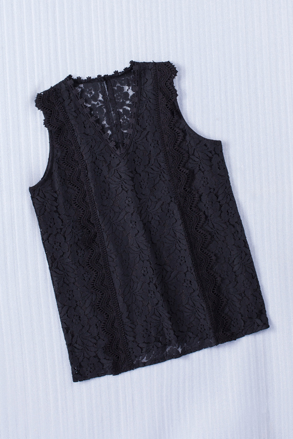 Elegant Black Lace Sleeveless V-Neck Top