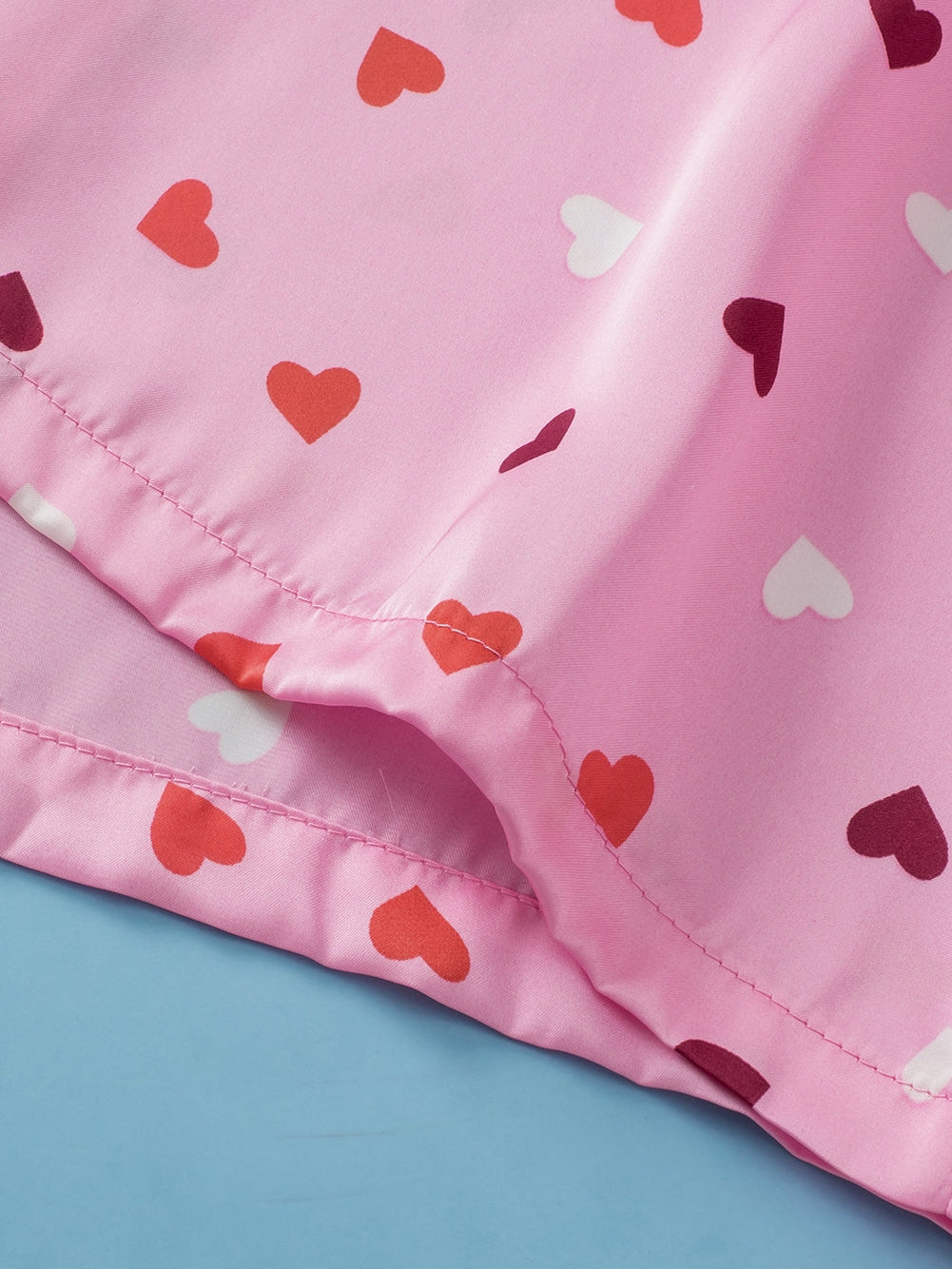 Valentine's Day Pink Heart Print Plus Size Pajama Set