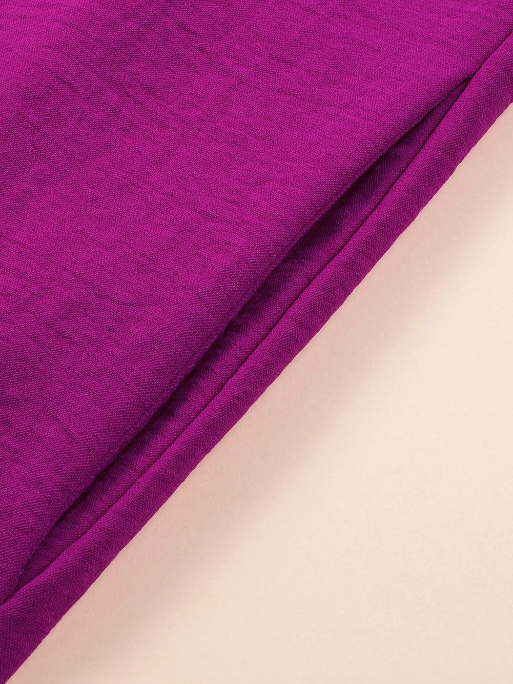 Rose Red Notched Neck Wide Sleeve Pleated Plus Size Dress