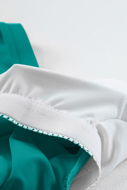 Green Boho Pleated Tankini Set