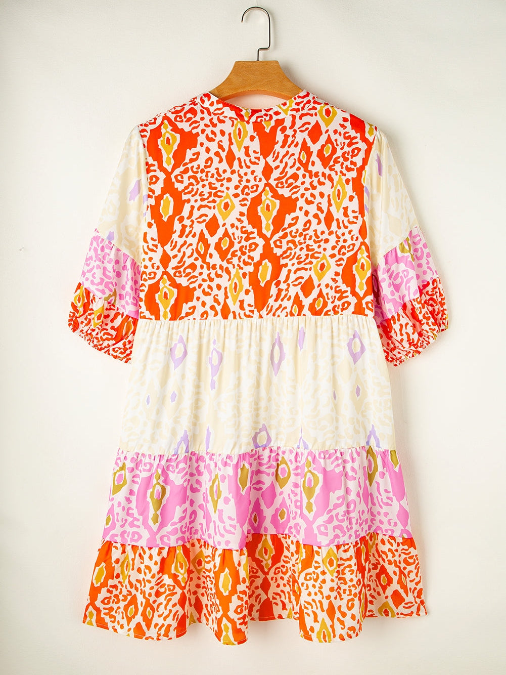 Leopard Print V-Neck Plus Size Babydoll Dress