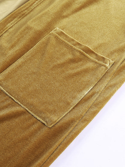 Golden Mustard Plush Open Front Pocketed Maxi Cardigan