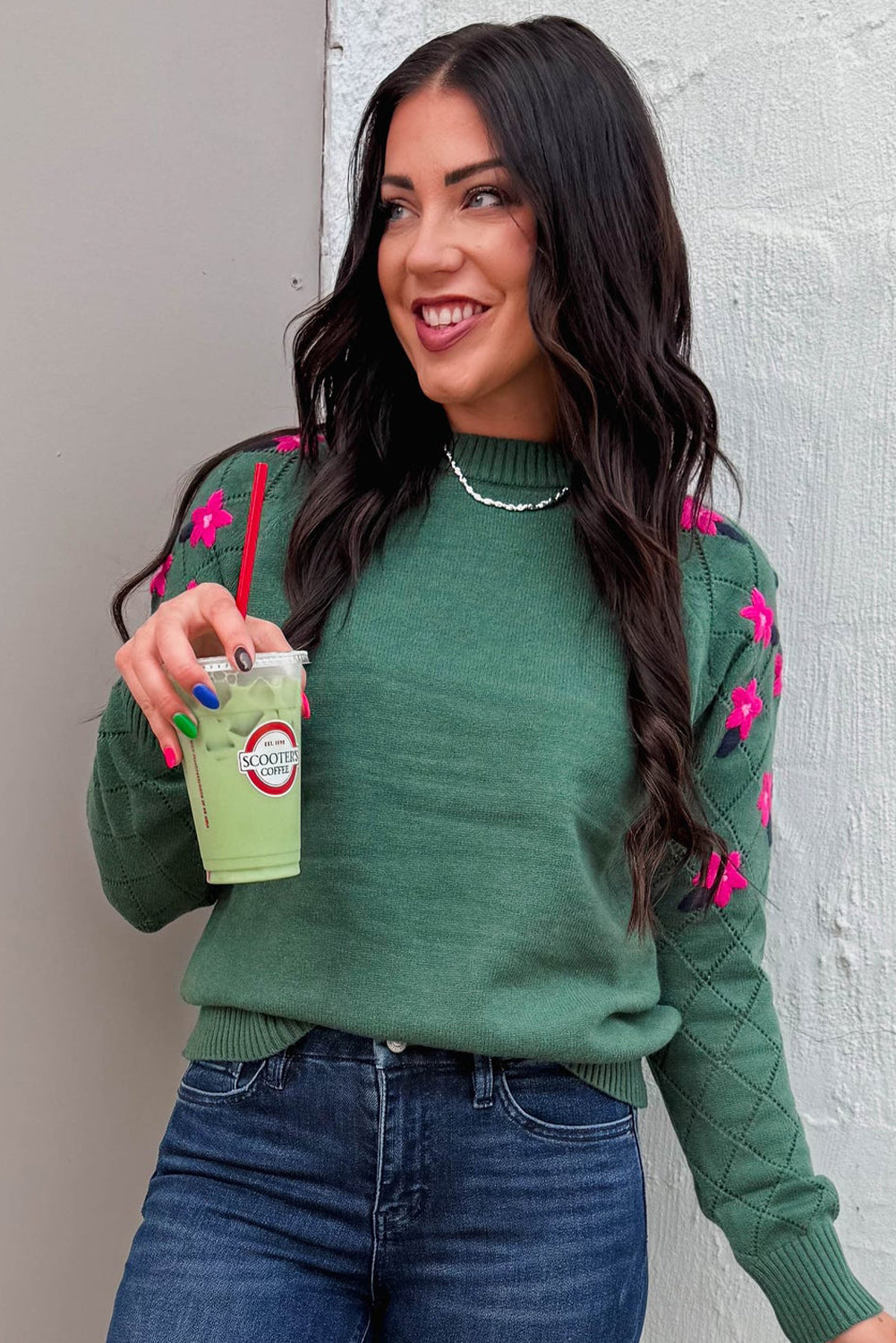 Evergreen Hazel Floral Embroidered Sweater