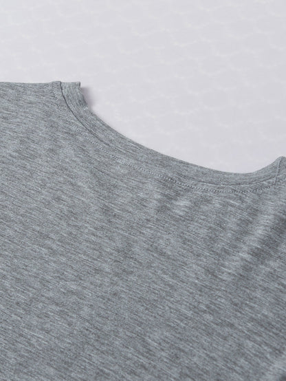 Grey Tiered Ruffle Sleeve Crew Neck Shift Top