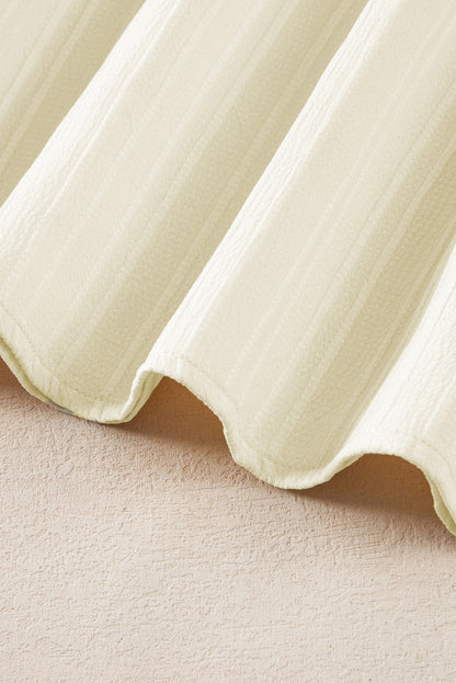 Elegant Beige Lace Detail Petal Sleeve Plus Size Blouse